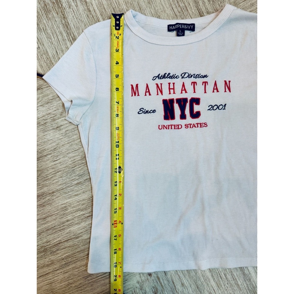 Harper & Ivy Manhattan NYC Athletic Division Ribbed Baby Tee Girls Large - Picture 5 of 8